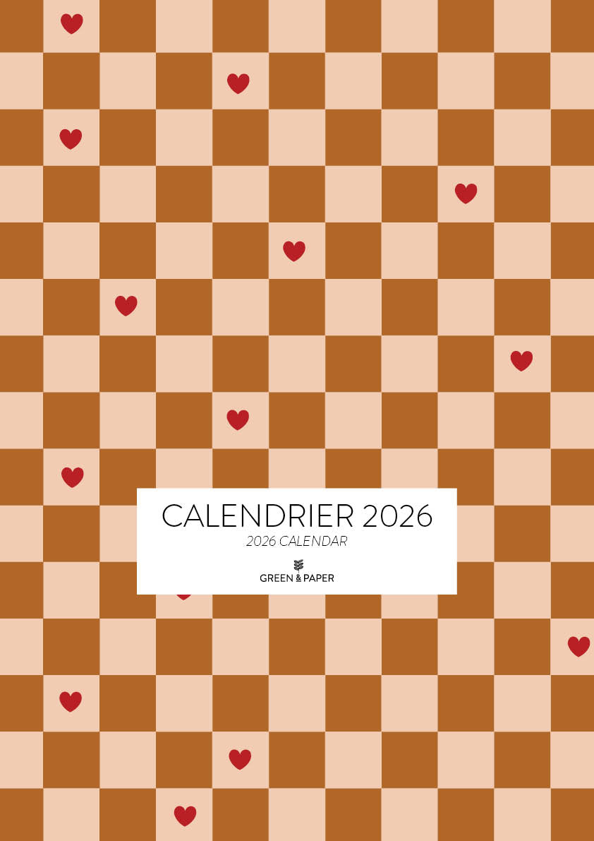 Calendrier mural 2026 grand format avec cases Green and Paper