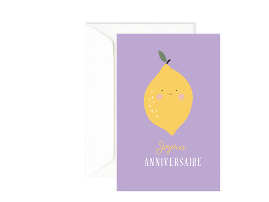Carte anniversaire petit citron pour enfants Green and Paper