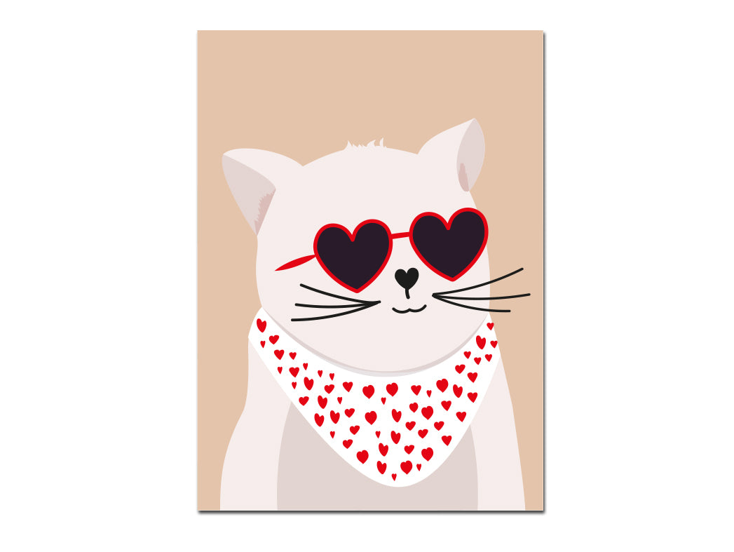Affiche chat avec lunettes coeur Green and Paper