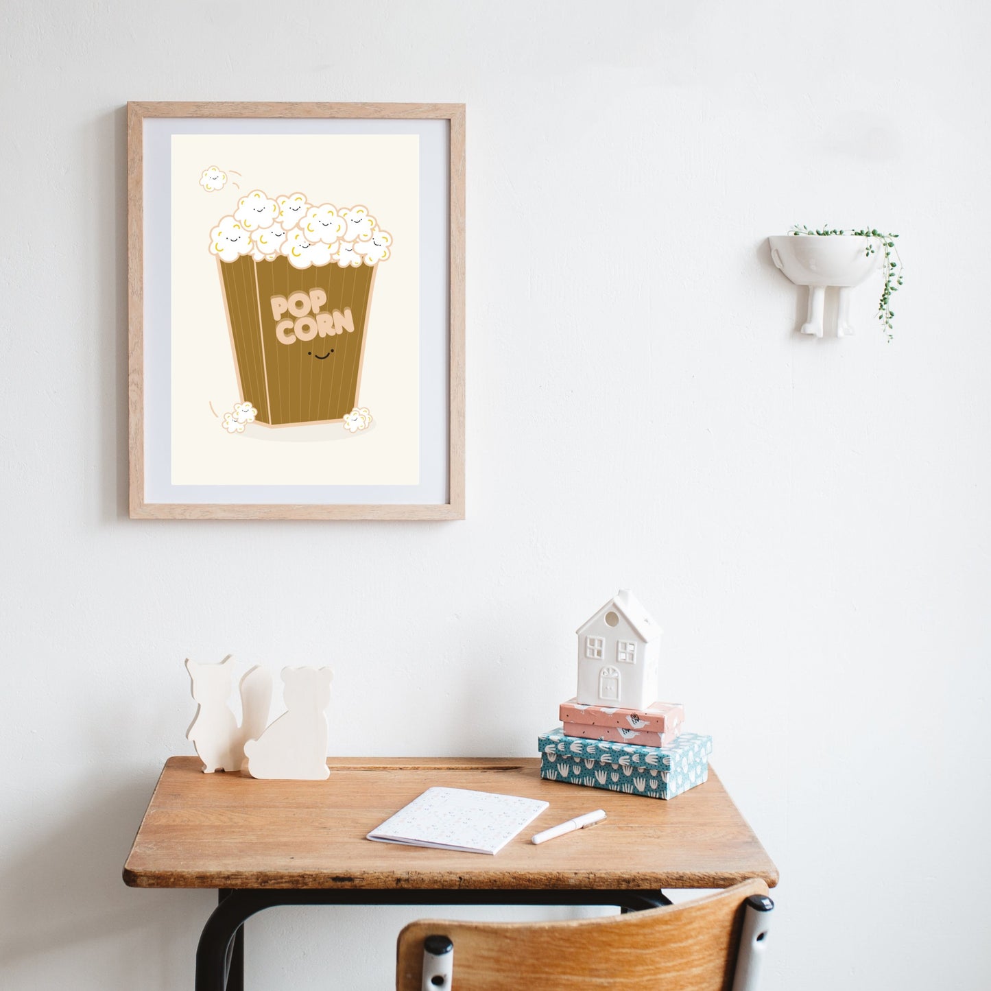 affiche kawaii pop corn green and paper
