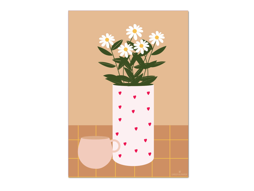affiche vase coeur green and paper