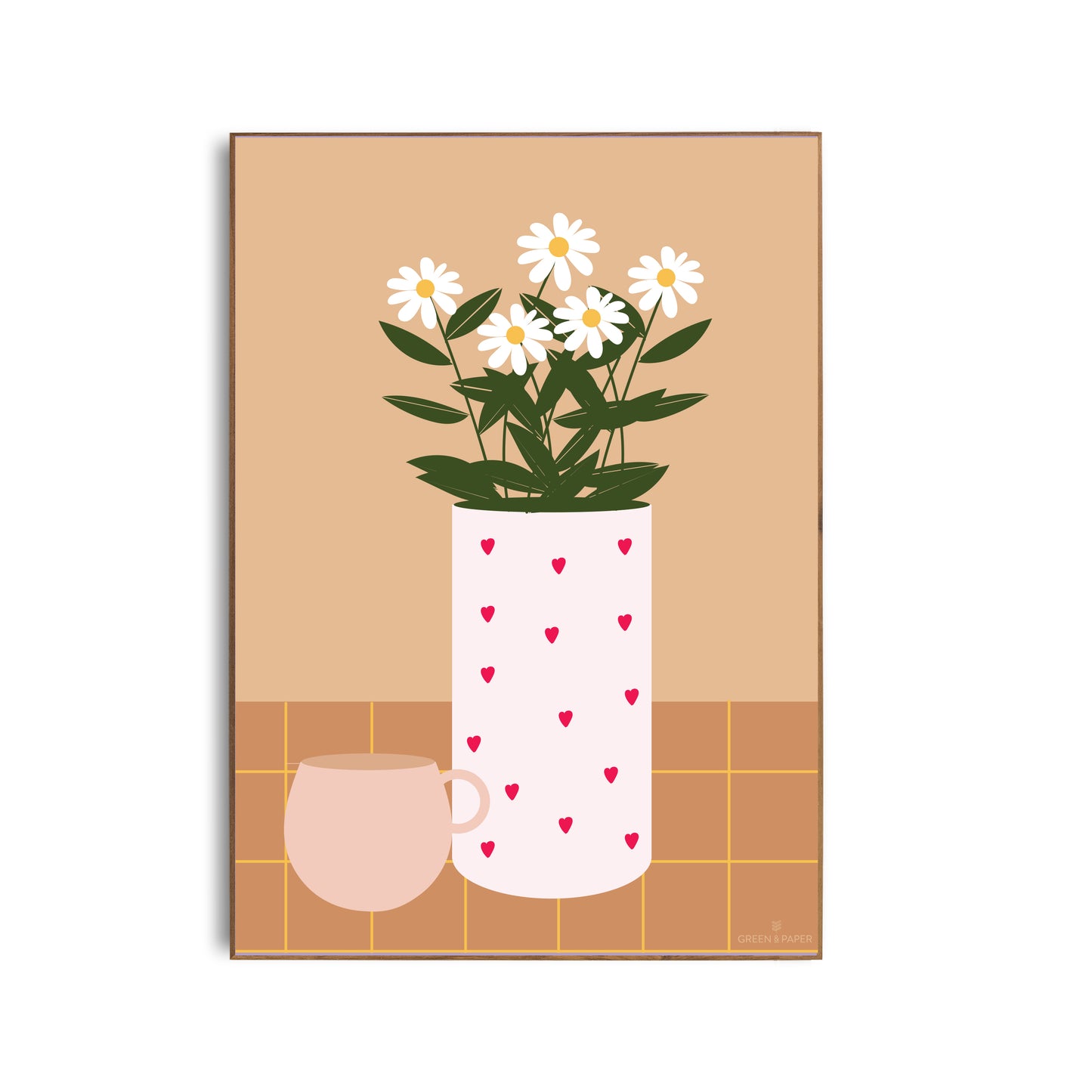 affiche vase coeur green and paper
