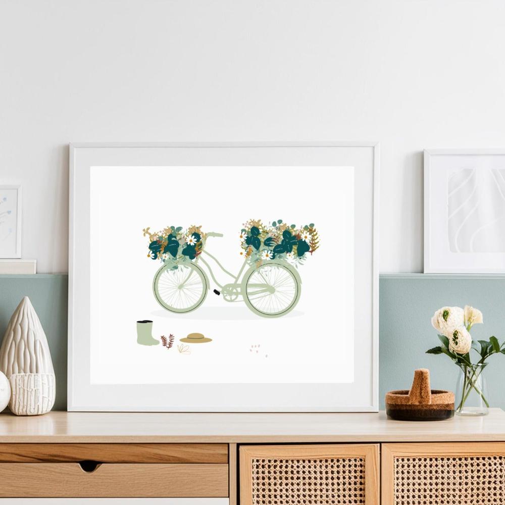 Affiche vélo flower power Green and Paper
