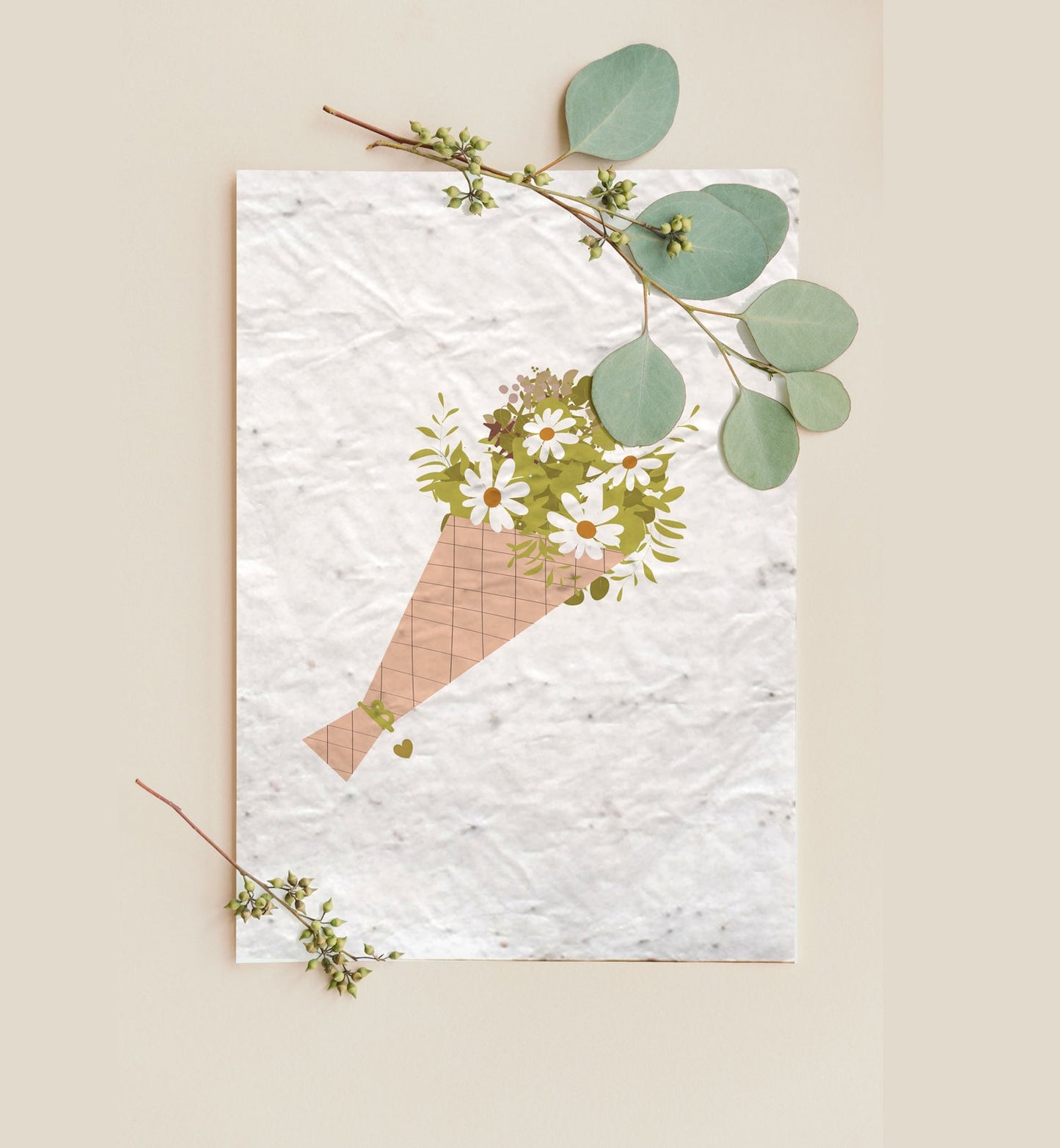 Carte à planter illustration bouquet Green and Paper