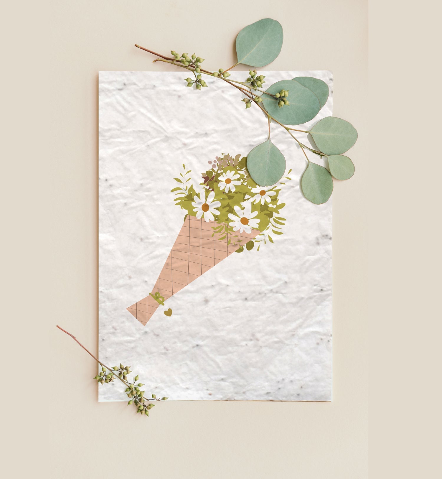 Carte à planter illustration bouquet Green and Paper