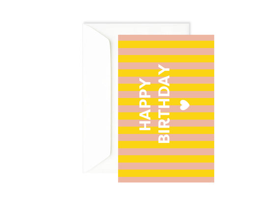 Carte anniversaire à rayures jaune Green and Paper