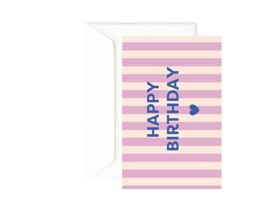 Carte anniversaire rayures violettes Green and Paper