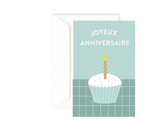 Carte anniversaire à rayures jaune Green and Paper