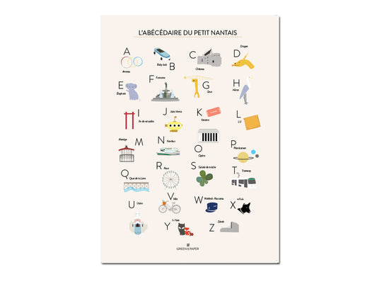 Affiche Abécédaire du petit nantais Green and Paper