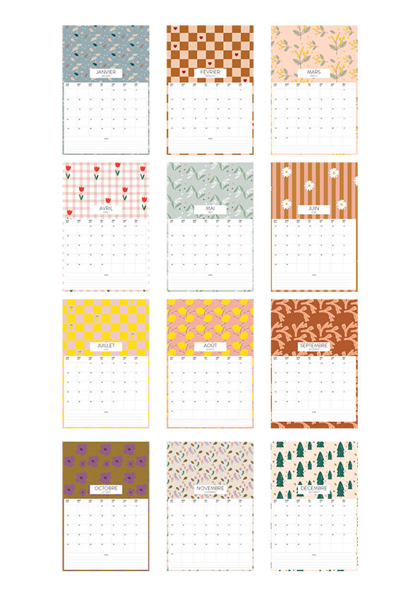 Calendrier mural 2026 grand format avec cases en pré-commande Green and Paper