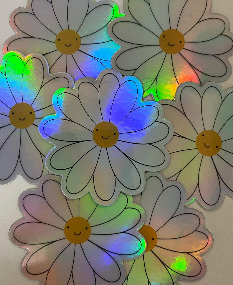 Stickers marguerite Holographique Green and Paper
