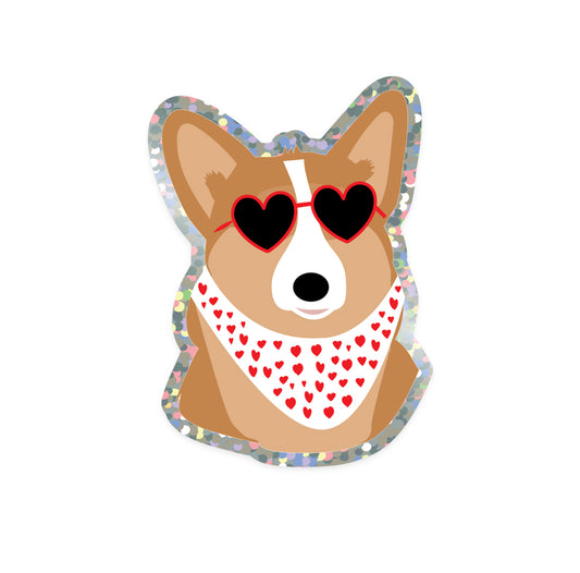 stickers-paillete-chien-corgi-a-lunettes-green-and-paper