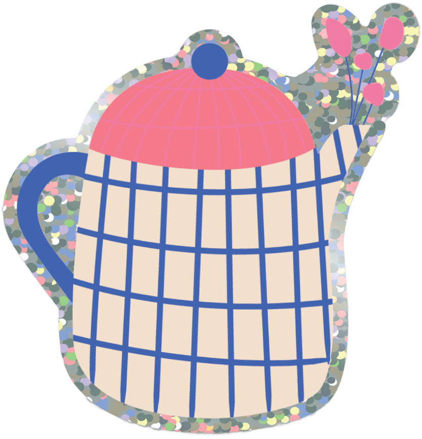 Sticker théière pailleté Green and Paper
