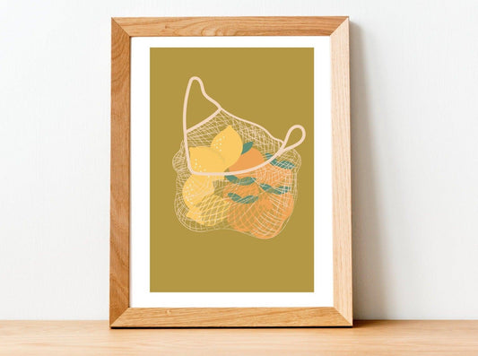 Affiche panier de fruits Green and Paper
