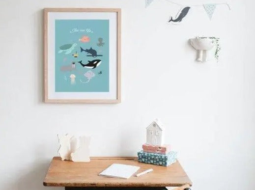 Affiche des animaux marins - décoration marine pour chambre d'enfant Green and Paper