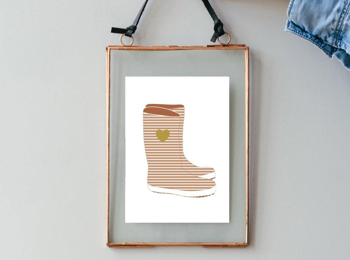 Carte bottes mariniere avec coeur Green and Paper