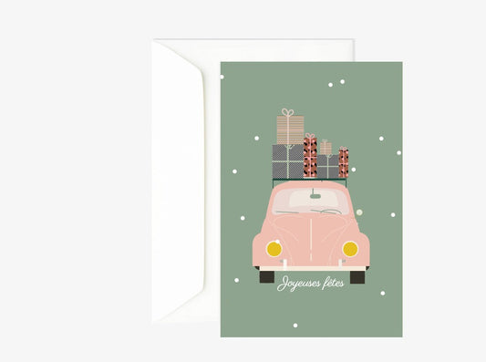 Carte coccinelle joyeux noël Green and Paper