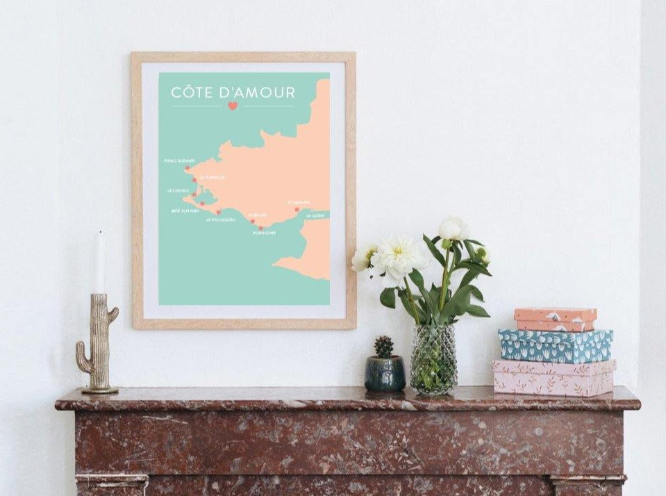 Affiche côte d'amour Green and Paper