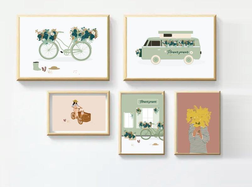 Affiche van flowers powers Green and Paper