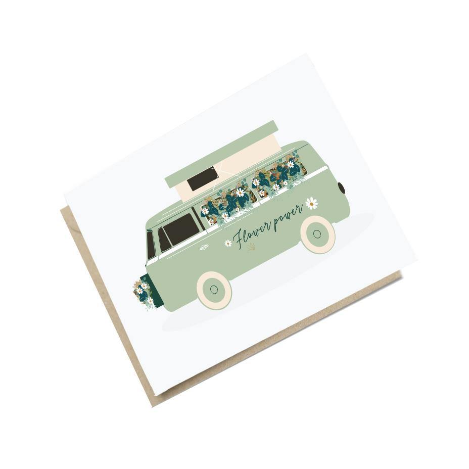 Carte van flowers powers Green and Paper