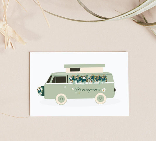 Carte van flowers powers Green and Paper