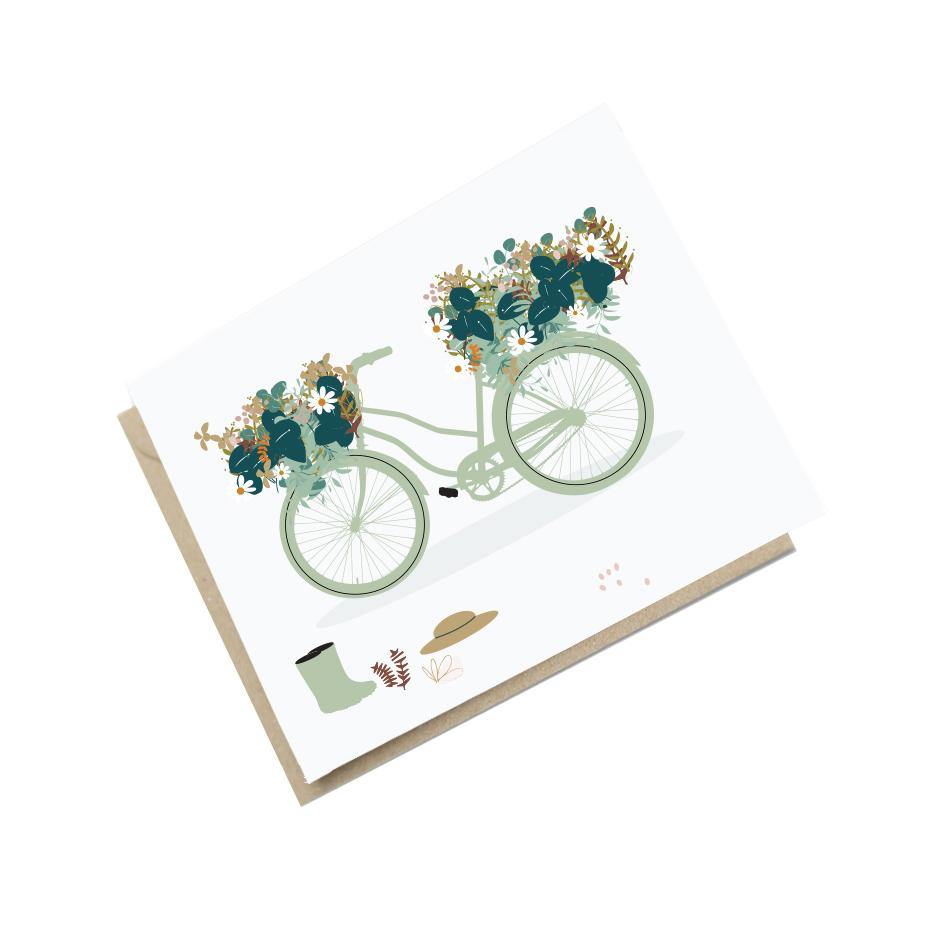 Carte vélo flowers powers Green and Paper