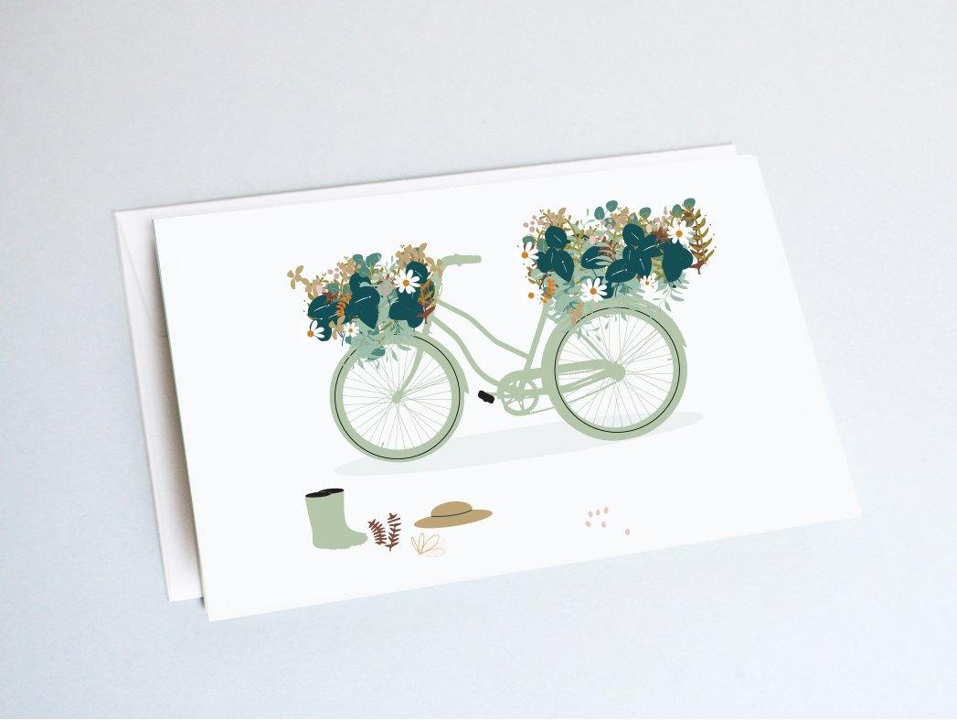 Carte vélo flowers powers Green and Paper