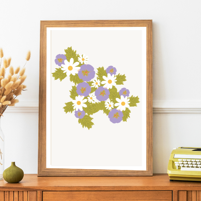 Affiche fleurs mauves Green and Paper