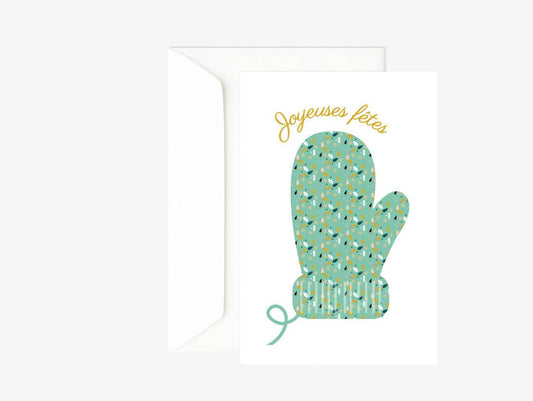 Carte de voeux joyeux Noël moufles Green and Paper