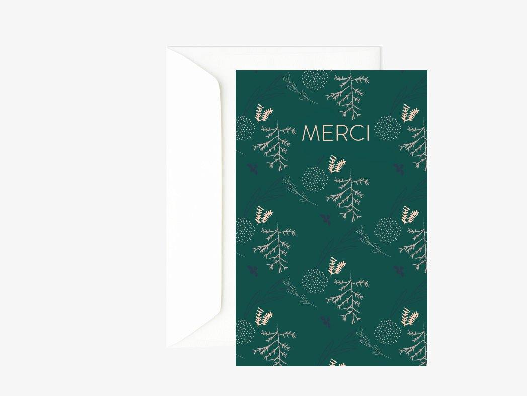 Carte merci verte et rose Green and Paper