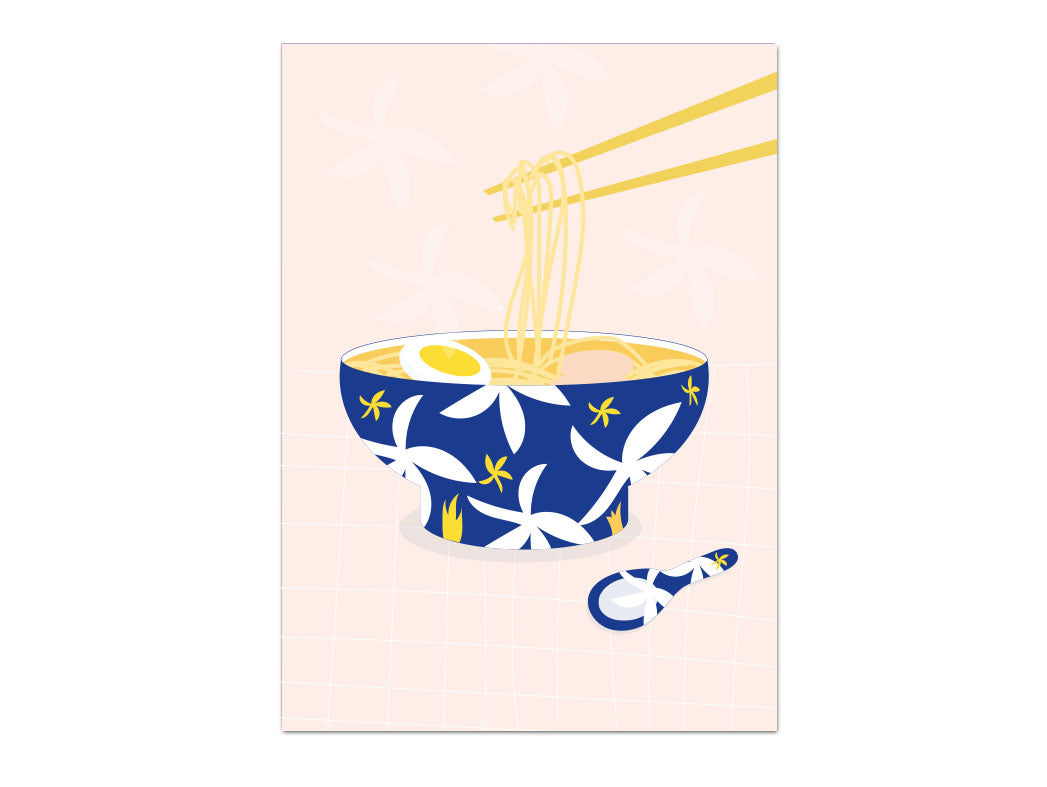 affiche bol de ramen noodles green and paper