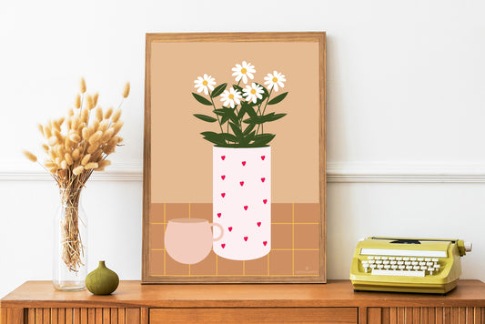affiche vase coeur green and paper