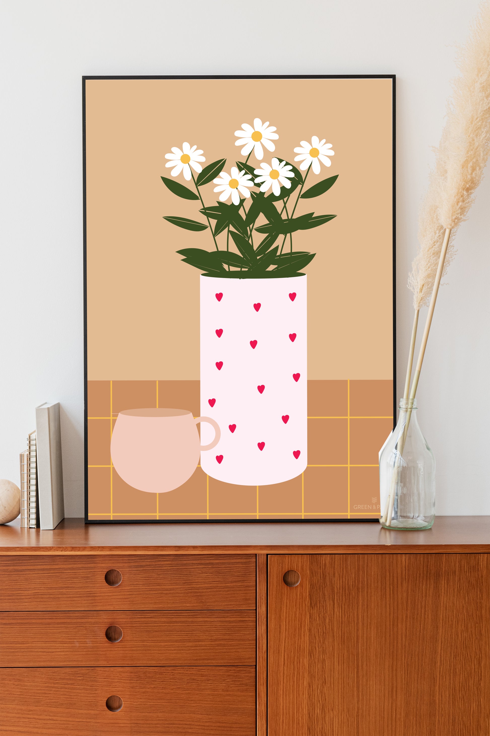 affiche vase coeur green and paper
