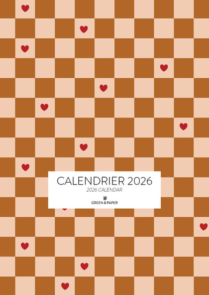 Calendrier mural 2026 grand format avec cases Green and Paper