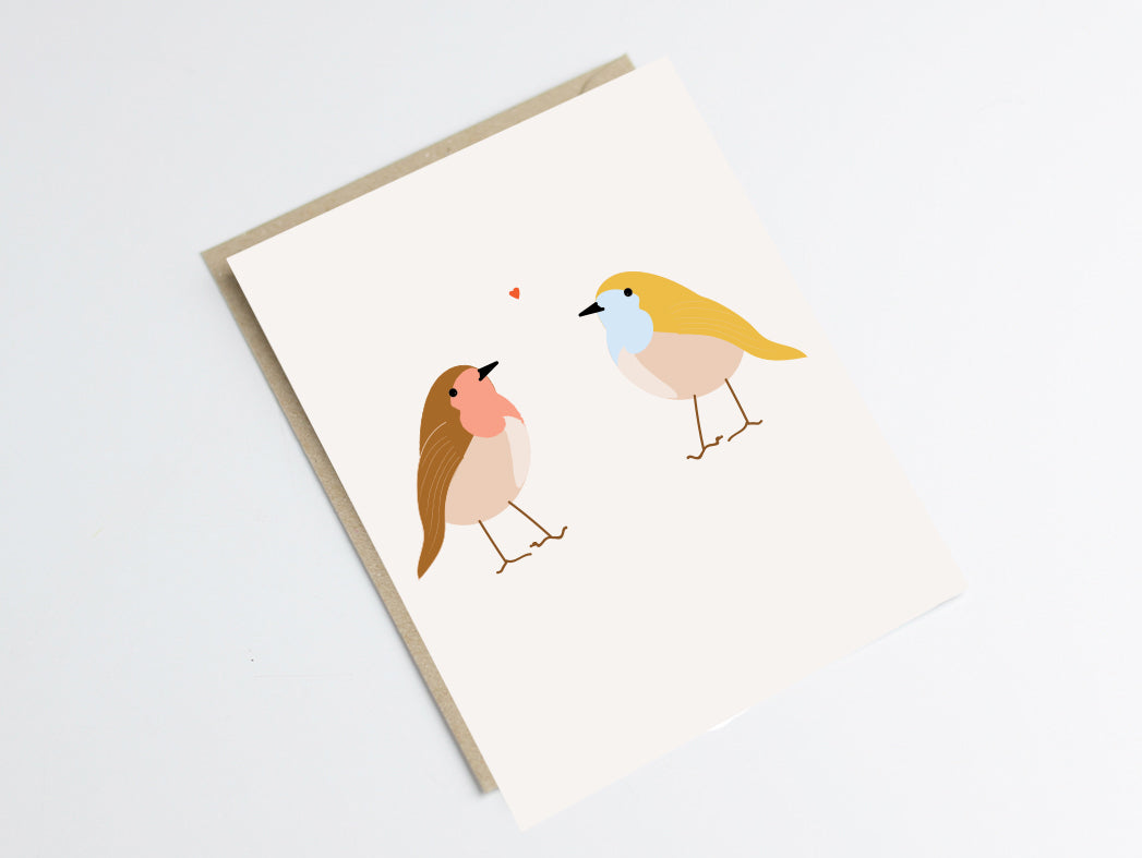 carte duo de oiseaux qui sont amoureux - green and paper