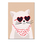 Affiche chat avec lunettes coeur Green and Paper