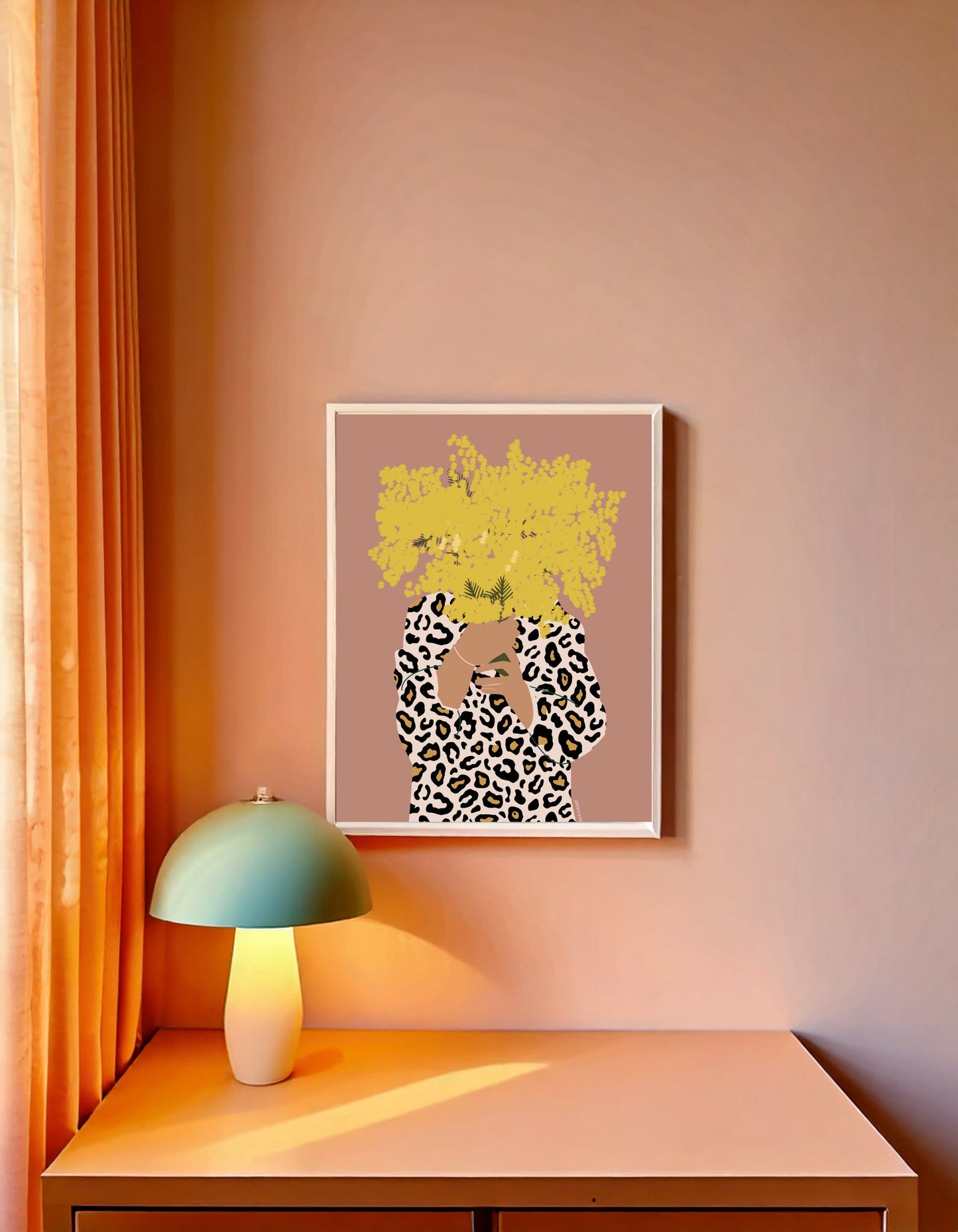 Affiche mimosa léopard graou Green and Paper