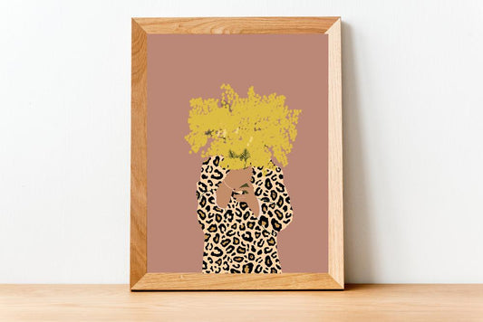 affiche mimosa leopard green and paper