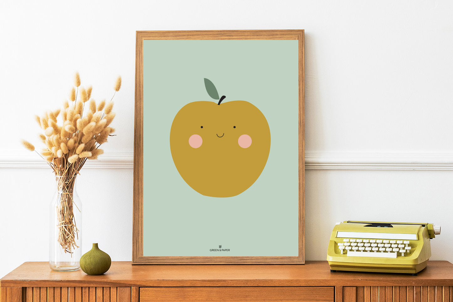 affiche petite pomme green and paper