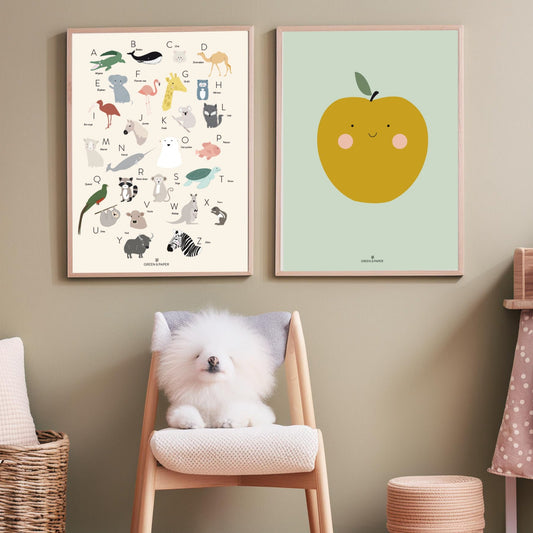 affiche-pomme-chambre-enfant-green-and-paper