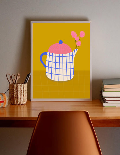 Affiche cannette avec fleurs Green and Paper