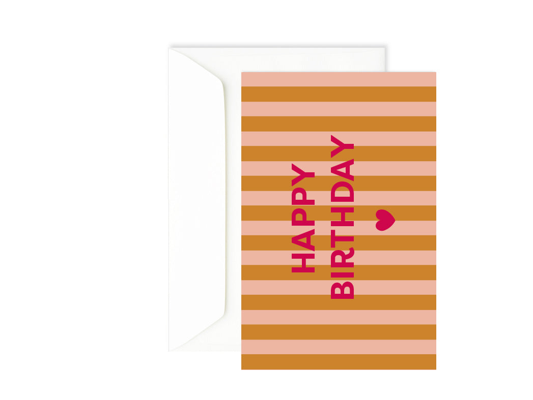 Carte anniversaire à rayures roses Green and Paper