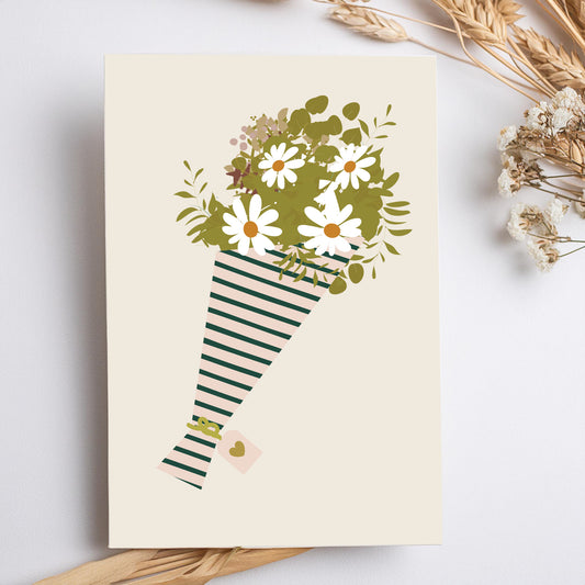 carte-double avec un bouquet de fleurs de la marque green and paper