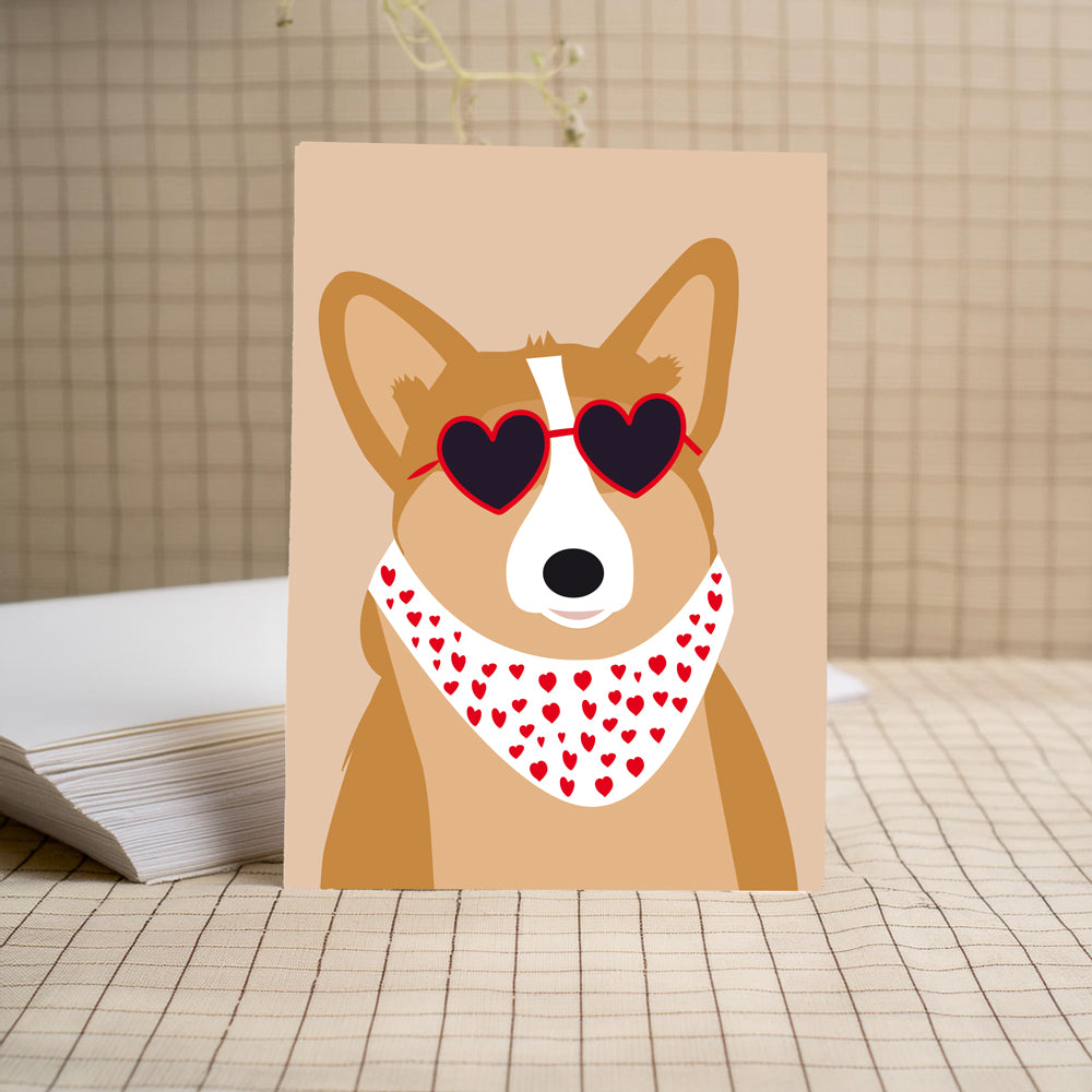 carte-postale-corgi-lunettes-green-and-paper