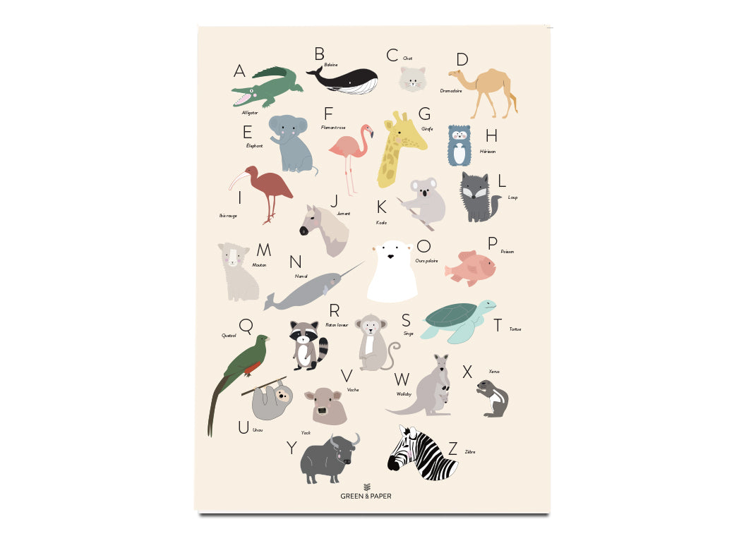 Poster Abécédaire Animaux pour Chambre Enfant - Coq en Pâte