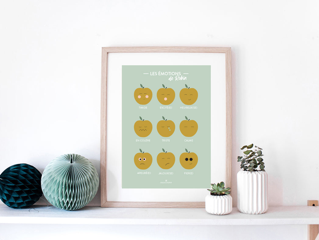 affiche des emotions pomme personnalisable green and paper