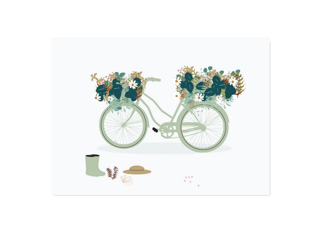 Affiche vélo flower power Green and Paper