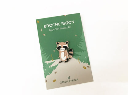 Broche pins raton laveur Green and Paper