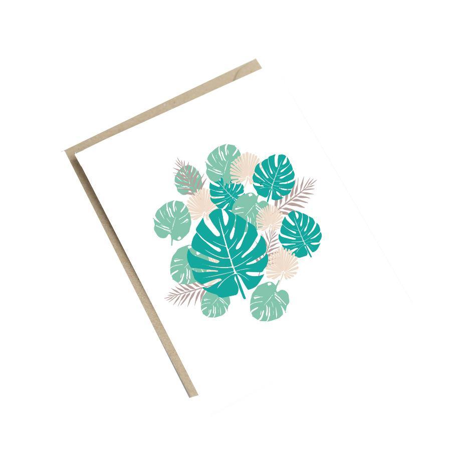 Carte feuilles monstera Green and Paper