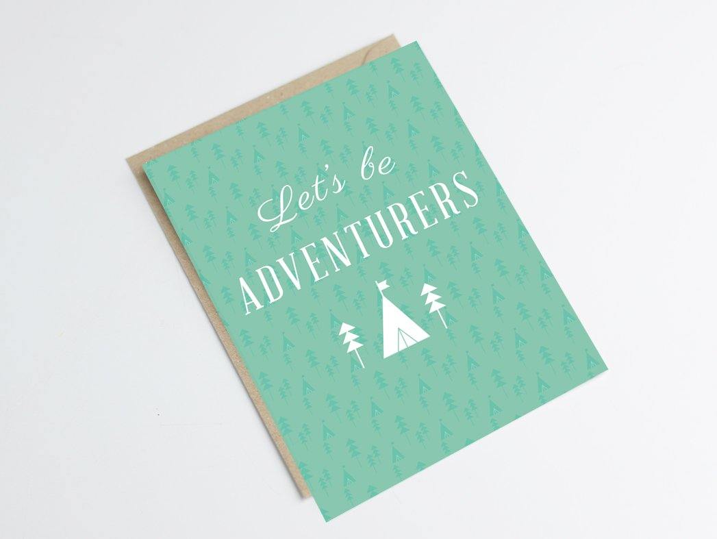 Carte let's be adventurers Green and Paper